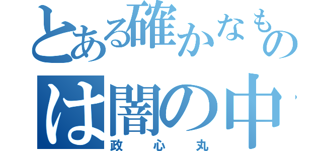 とある確かなものは闇の中（政心丸）