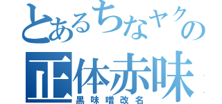 とあるちなヤクの正体赤味噌（黒味噌改名）