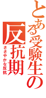 とある受験生の反抗期Ⅱ（ささやかな反抗）