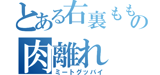 とある右裏ももの肉離れ（ミートグッバイ）