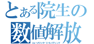 とある院生の数値解放（ニューメリック・リバレイティング）