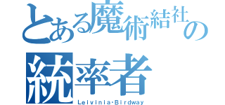 とある魔術結社の統率者（Ｌｅｉｖｉｎｉａ・Ｂｉｒｄｗａｙ）