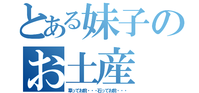 とある妹子のお土産（草ってお前・・・石ってお前・・・）