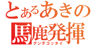 とあるあきの馬鹿発揮（ナンテコッタイ）