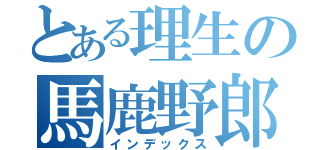 とある理生の馬鹿野郎（インデックス）