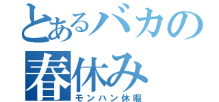 とあるバカの春休み（モンハン休暇）