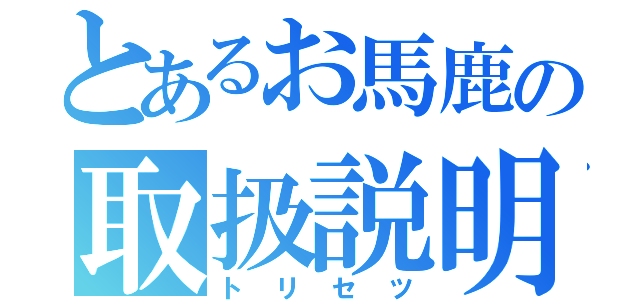 とあるお馬鹿の取扱説明（トリセツ）