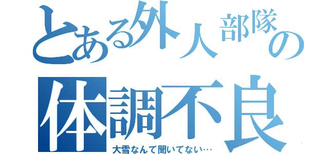 とある外人部隊兵の体調不良（大雪なんて聞いてない…）