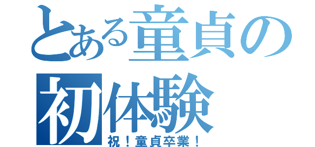 とある童貞の初体験（祝！童貞卒業！）