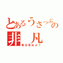 とあるうさっぷの非 凡 兎（明日死ぬよ？）