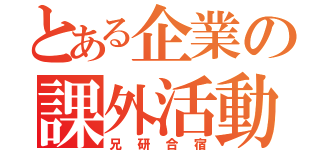 とある企業の課外活動（兄研合宿）