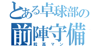 とある卓球部の前陣守備（粒高マン）