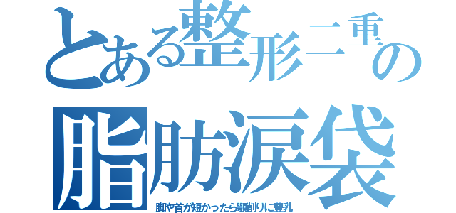 とある整形二重の脂肪涙袋（脚や首が短かったら顎削りに豊乳）