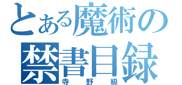 とある魔術の禁書目録（寺野級）