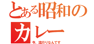 とある昭和のカレー（今、流行りなんです）