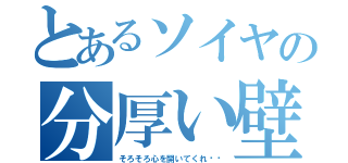 とあるソイヤの分厚い壁（そろそろ心を開いてくれ❤️）