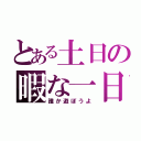 とある土日の暇な一日（誰か遊ぼうよ）