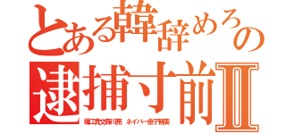 とある韓辞めろすべての逮捕寸前Ⅱ（堀江貴文森川亮 ネイバー金子智美）