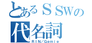 とあるＳＳＷの代名詞（ＲＩＮ／Ｇｅｍｉｅ）