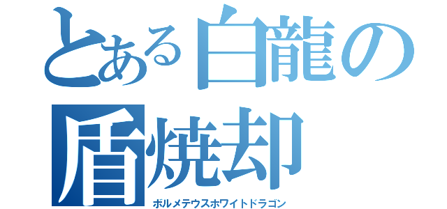 とある白龍の盾焼却（ボルメテウスホワイトドラゴン）