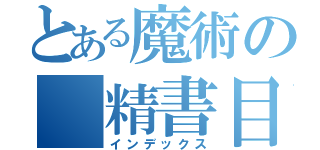 とある魔術の 精書目録（インデックス）