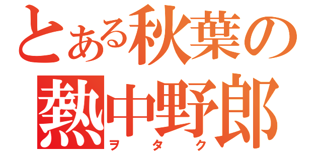 とある秋葉の熱中野郎（ヲタク）