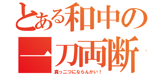 とある和中の一刀両断（真っ二つにならんかい！）