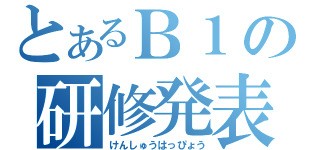 とあるＢ１の研修発表（けんしゅうはっぴょう）