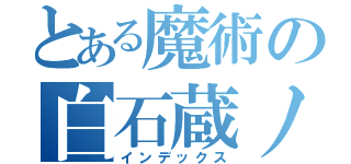 とある魔術の白石蔵ノ介（インデックス）