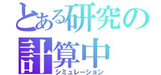 とある研究の計算中（シミュレーション）