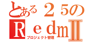 とある２５のＲｅｄｍｉｎｅⅡ（プロジェクト管理）