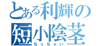 とある利輝の短小陰茎（ちっちゃい）