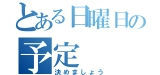 とある日曜日の予定（決めましょう）