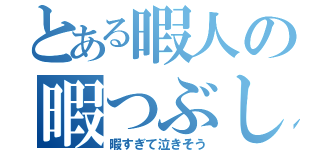 とある暇人の暇つぶし（暇すぎて泣きそう）