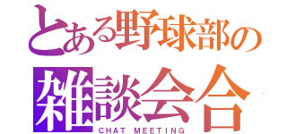 とある野球部の雑談会合（ＣＨＡＴ ＭＥＥＴＩＮＧ）