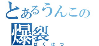 とあるうんこの爆裂（ばくはつ）