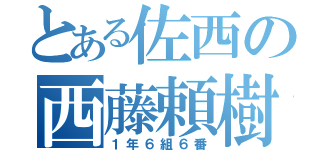 とある佐西の西藤頼樹（１年６組６番）