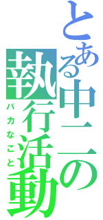 とある中二の執行活動（バカなこと）