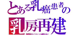 とある乳癌患者の乳房再建（癌原因のシリコーンは使わない）