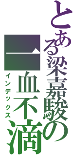 とある梁嘉駿の一血不滴（インデックス）