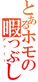 とあるホモの暇つぶし（アッーー）