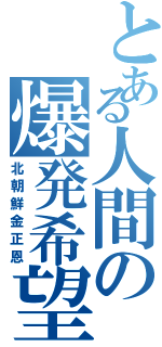 とある人間の爆発希望（北朝鮮金正恩）