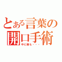 とある言葉の開口手術（中に誰も・・・）