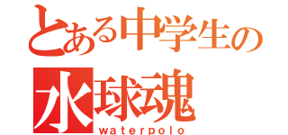 とある中学生の水球魂（ｗａｔｅｒｐｏｌｏ）