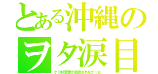 とある沖縄のヲタ涙目（ケロロ軍曹が放送されなかった）