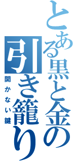 とある黒と金の引き籠り（開かない鍵）