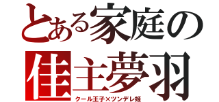 とある家庭の佳主夢羽（クール王子×ツンデレ姫）