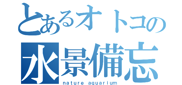 とあるオトコの水景備忘録（ｎａｔｕｒｅ　ａｑｕａｒｉｕｍ）