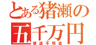 とある猪瀬の五千万円（使途不明金）