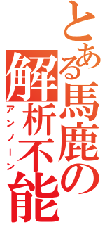 とある馬鹿の解析不能（アンノーン）